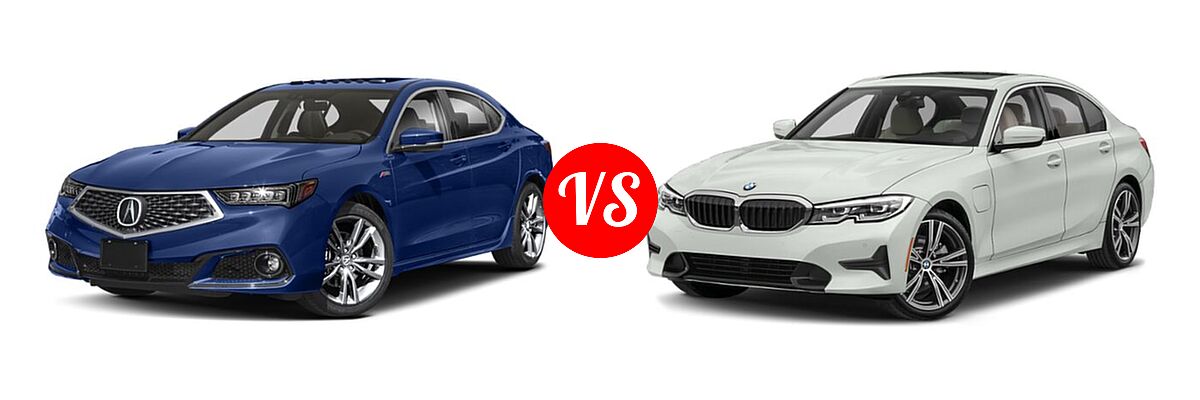2019 Acura TLX Sedan w/A-SPEC Pkg vs. 2021 BMW 3 Series Sedan PHEV 330e / 330e xDrive - Front Left Comparison