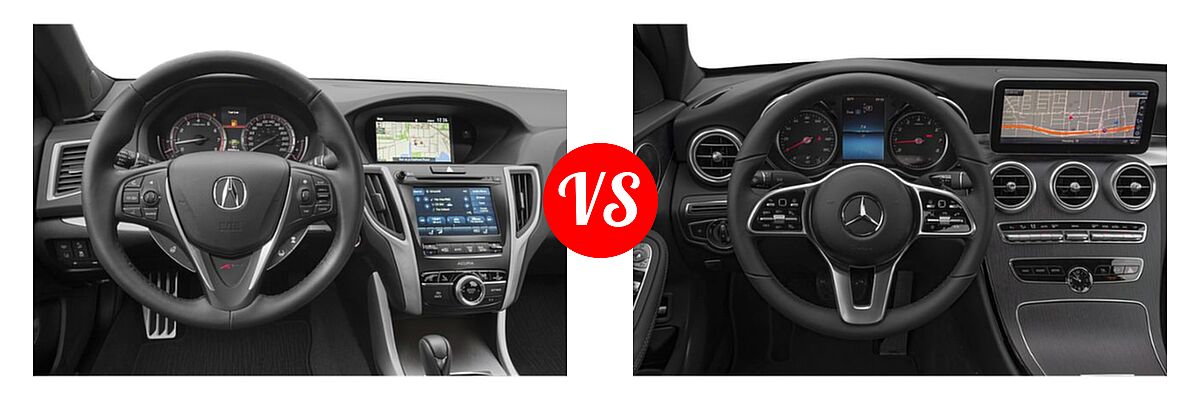 2019 Acura TLX Sedan w/A-SPEC Pkg Red Leather vs. 2019 Mercedes-Benz C-Class Sedan C 300 - Dashboard Comparison