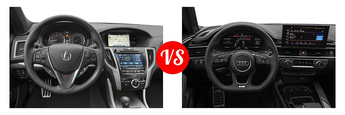 2019 Acura TLX Sedan w/A-SPEC Pkg Red Leather vs. 2021 Audi S4 Sedan Premium Plus - Dashboard Comparison