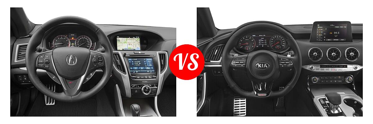 2019 Acura TLX Sedan w/A-SPEC Pkg Red Leather vs. 2020 Kia Stinger Sedan GT / GT-Line / GT1 / GT2 - Dashboard Comparison