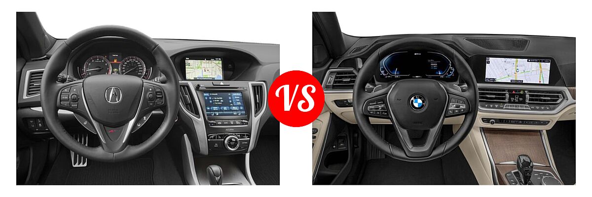 2019 Acura TLX Sedan w/A-SPEC Pkg Red Leather vs. 2021 BMW 3 Series Sedan PHEV 330e / 330e xDrive - Dashboard Comparison