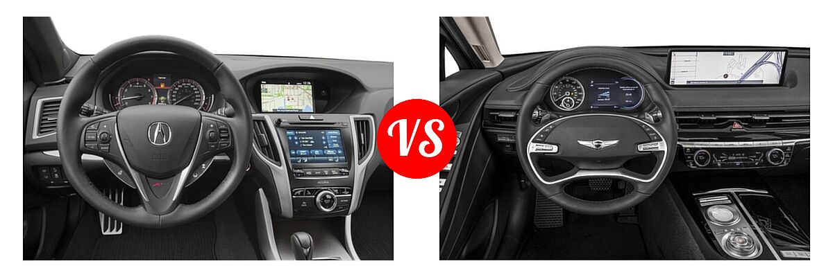 2019 Acura TLX Sedan w/A-SPEC Pkg Red Leather vs. 2021 Genesis G80 Sedan 2.5T / 3.5T - Dashboard Comparison