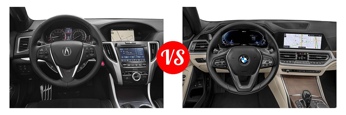 2019 Acura TLX Sedan w/A-SPEC Pkg vs. 2021 BMW 3 Series Sedan PHEV 330e / 330e xDrive - Dashboard Comparison