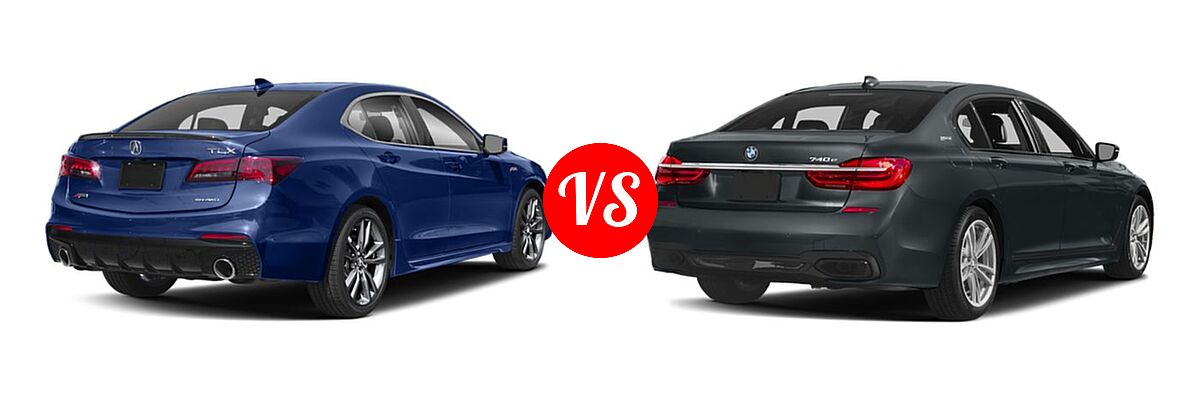 2019 Acura TLX Sedan w/A-SPEC Pkg vs. 2019 BMW 7 Series Sedan PHEV 740e xDrive iPerformance - Rear Right Comparison