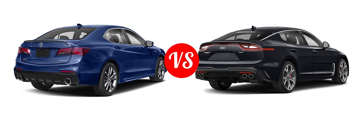 2019 Acura TLX Sedan w/A-SPEC Pkg vs. 2020 Kia Stinger Sedan GT / GT-Line / GT1 / GT2 - Rear Right Comparison