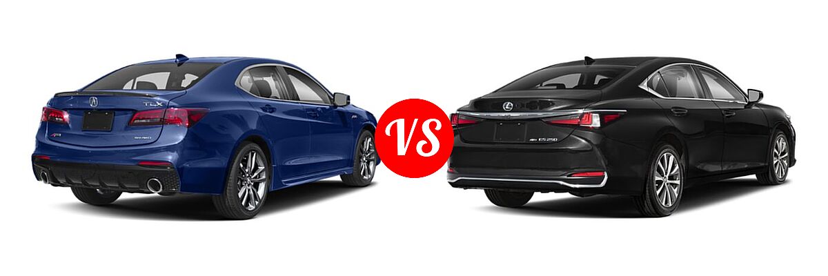 2019 Acura TLX Sedan w/A-SPEC Pkg vs. 2021 Lexus ES 250 Sedan ES 250 F SPORT / ES 250 Luxury / ES 250 Ultra Luxury - Rear Right Comparison