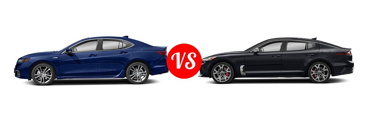 2019 Acura TLX Sedan w/A-SPEC Pkg vs. 2020 Kia Stinger Sedan GT / GT-Line / GT1 / GT2 - Side Comparison