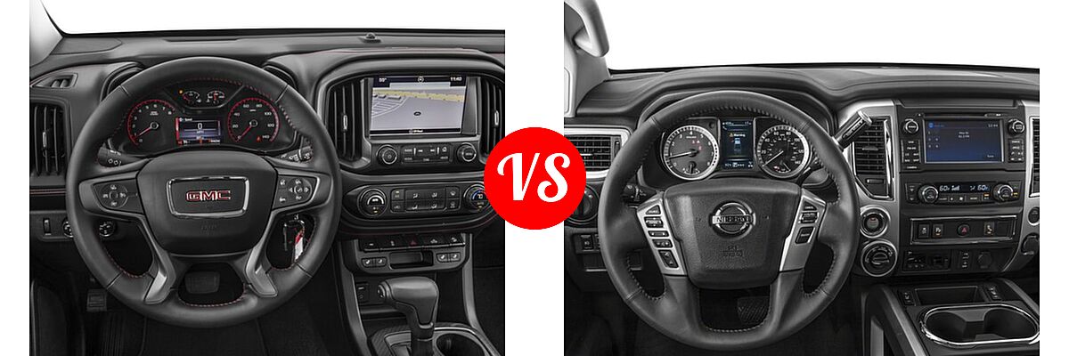 2017 GMC Canyon Pickup 2WD SLE / 2WD SLT vs. 2017 Nissan Titan XD Pickup S / SV - Dashboard Comparison
