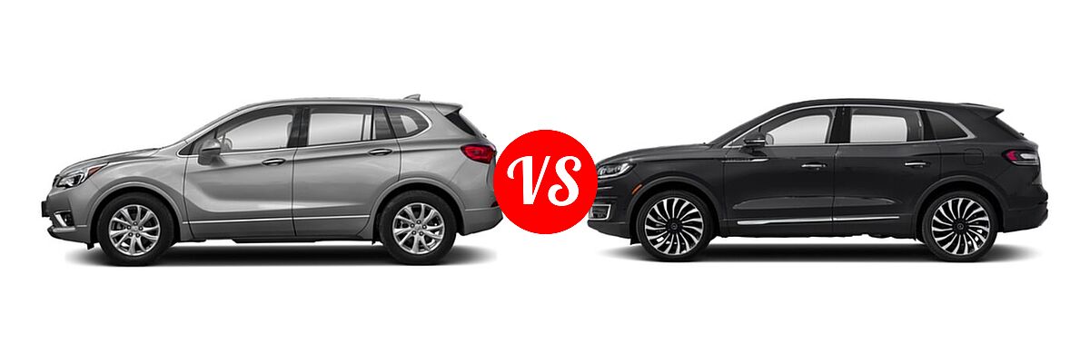 2019 Buick Envision SUV Essence / FWD 4dr / Preferred / Premium / Premium II vs. 2020 Lincoln Nautilus SUV Black Label - Side Comparison