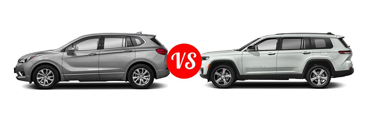 2019 Buick Envision SUV Essence / FWD 4dr / Preferred / Premium / Premium II vs. 2021 Jeep Grand Cherokee L SUV Altitude - Side Comparison