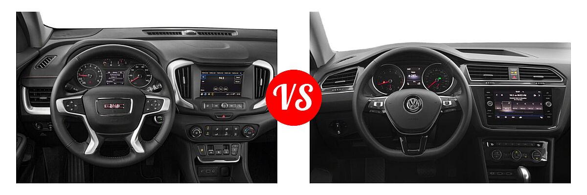 2019 GMC Terrain SUV Denali vs. 2019 Volkswagen Tiguan SUV S / SE / SEL / SEL Premium - Dashboard Comparison