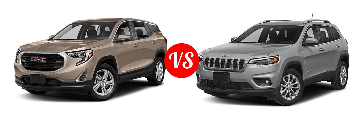2019 GMC Terrain SUV SL / SLE vs. 2019 Jeep Cherokee SUV Latitude Plus - Front Left Comparison