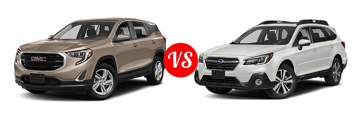 2019 GMC Terrain SUV Diesel SLE Diesel vs. 2019 Subaru Outback SUV Premium / Touring - Front Left Comparison