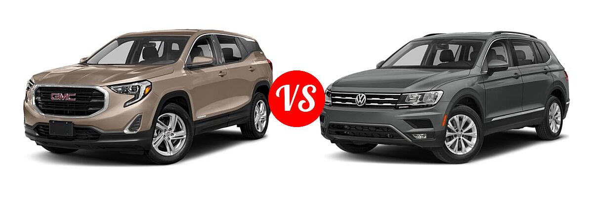 2019 GMC Terrain SUV SL / SLE vs. 2019 Volkswagen Tiguan SUV S / SE / SEL / SEL Premium - Front Left Comparison