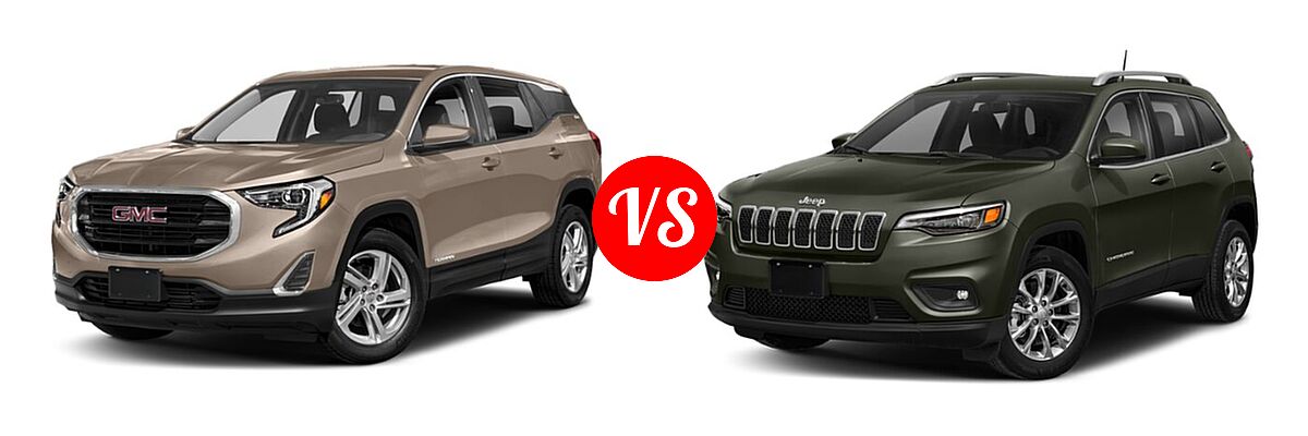 2019 GMC Terrain SUV SL / SLE vs. 2019 Jeep Cherokee SUV Limited - Front Left Comparison