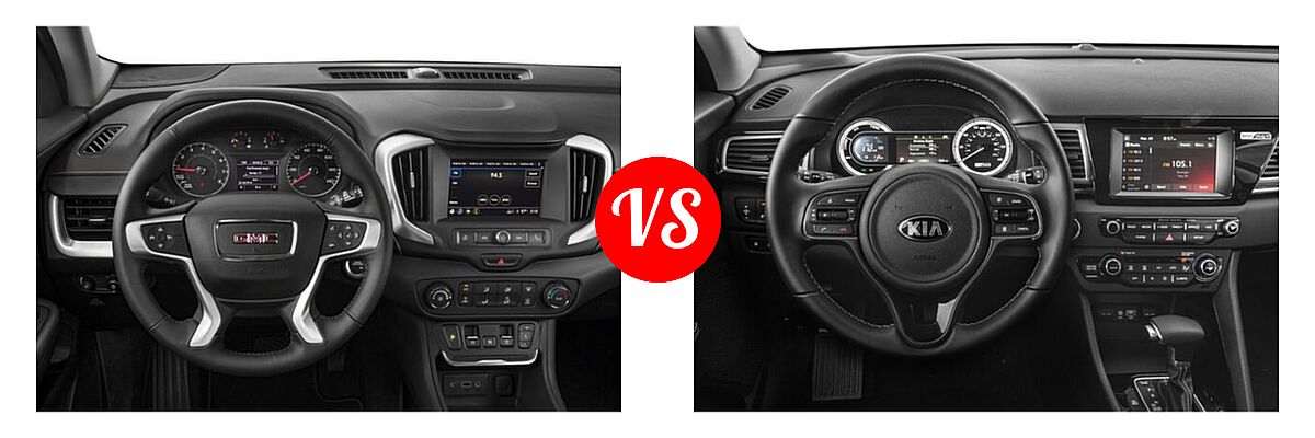 2019 GMC Terrain SUV SL / SLE vs. 2019 Kia Niro Plug-In Hybrid SUV PHEV EX / LX - Dashboard Comparison