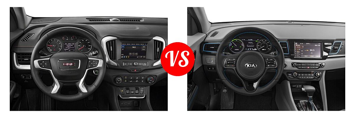 2019 GMC Terrain SUV SL / SLE vs. 2019 Kia Niro Plug-In Hybrid SUV PHEV EX Premium - Dashboard Comparison