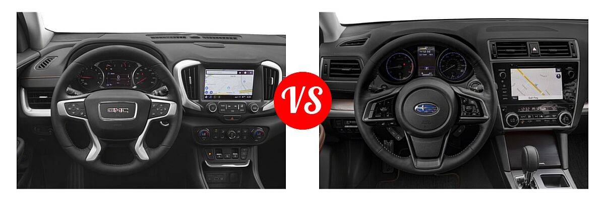 2019 GMC Terrain SUV Diesel SLT Diesel vs. 2019 Subaru Outback SUV Touring - Dashboard Comparison