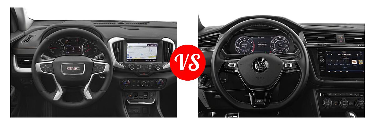 2019 GMC Terrain SUV SLT vs. 2019 Volkswagen Tiguan SUV SEL Premium R-Line / SEL R-Line / SEL R-Line Black - Dashboard Comparison