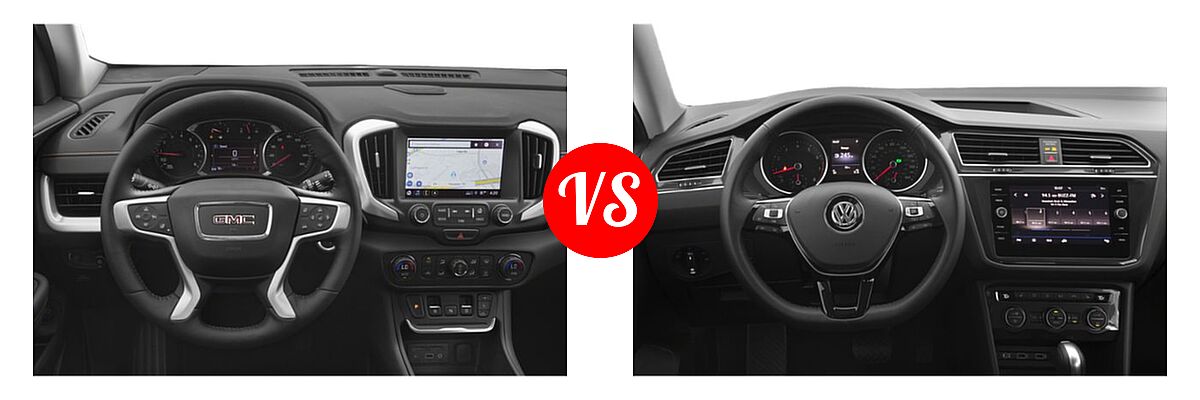 2019 GMC Terrain SUV SLT vs. 2019 Volkswagen Tiguan SUV S / SE / SEL / SEL Premium - Dashboard Comparison