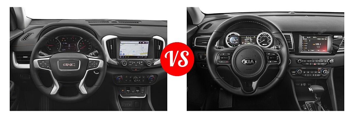 2019 GMC Terrain SUV SLT vs. 2019 Kia Niro Plug-In Hybrid SUV PHEV EX / LX - Dashboard Comparison