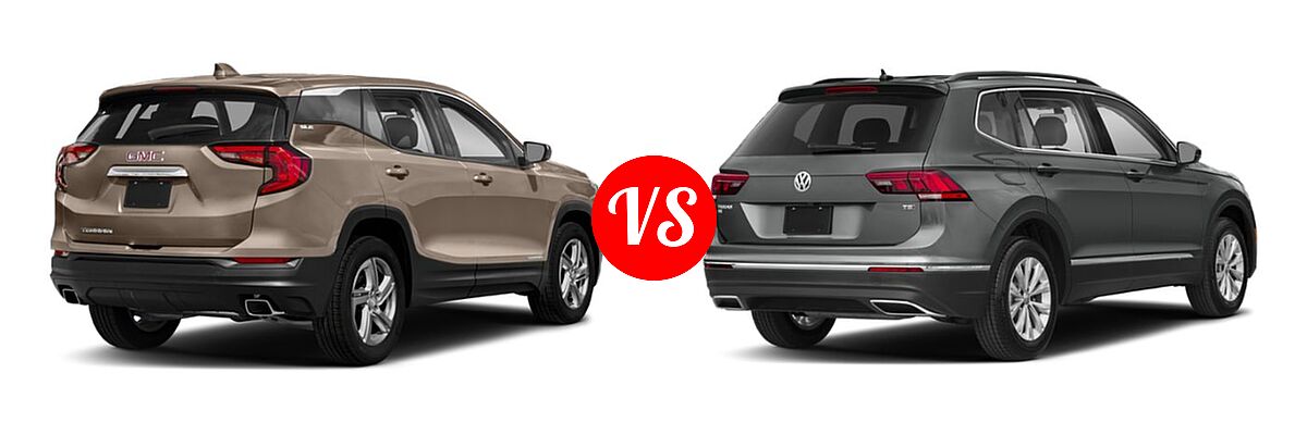 2019 GMC Terrain SUV SL / SLE vs. 2019 Volkswagen Tiguan SUV S / SE / SEL / SEL Premium - Rear Right Comparison