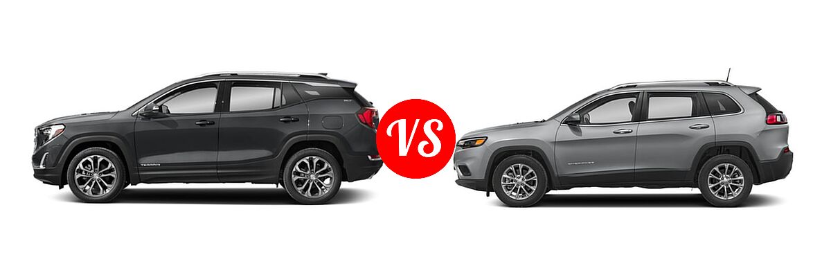 2019 GMC Terrain SUV SLT vs. 2019 Jeep Cherokee SUV Latitude / Latitude Plus / Limited / Overland / Trailhawk / Trailhawk Elite - Side Comparison