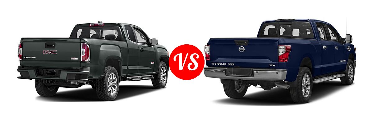 2017 GMC Canyon Pickup 2WD SLE / 2WD SLT vs. 2017 Nissan Titan XD Pickup SV - Rear Right Comparison