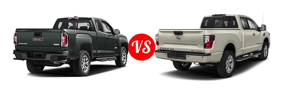 2017 GMC Canyon Pickup 2WD SLE / 2WD SLT vs. 2017 Nissan Titan XD Pickup S / SV - Rear Right Comparison