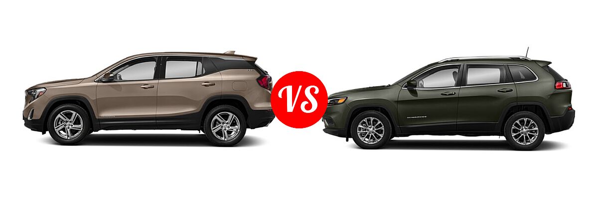 2019 GMC Terrain SUV SL / SLE vs. 2019 Jeep Cherokee SUV Limited - Side Comparison