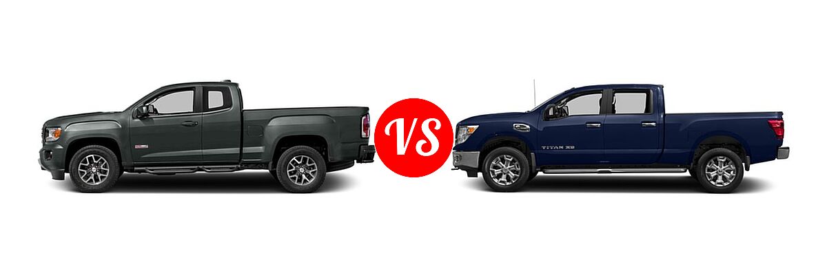 2017 GMC Canyon Pickup 2WD SLE / 2WD SLT vs. 2017 Nissan Titan XD Pickup SV - Side Comparison