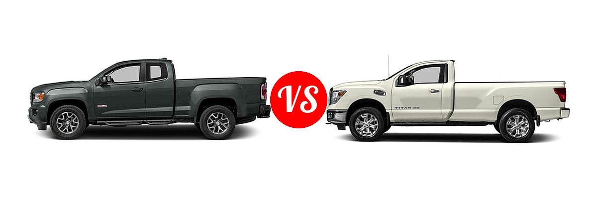 2017 GMC Canyon Pickup 2WD SLE / 2WD SLT vs. 2017 Nissan Titan XD Pickup S / SV - Side Comparison