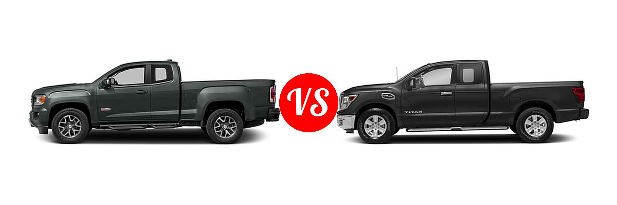 2017 GMC Canyon Pickup 2WD SLE / 2WD SLT vs. 2017 Nissan Titan Pickup SV - Side Comparison