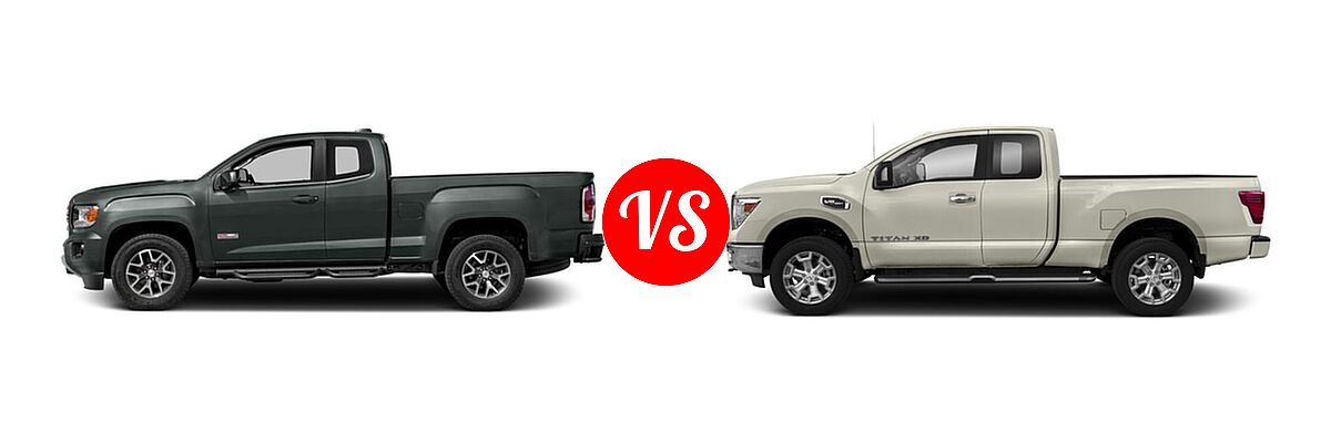 2017 GMC Canyon Pickup 2WD SLE / 2WD SLT vs. 2017 Nissan Titan XD Pickup S / SV - Side Comparison