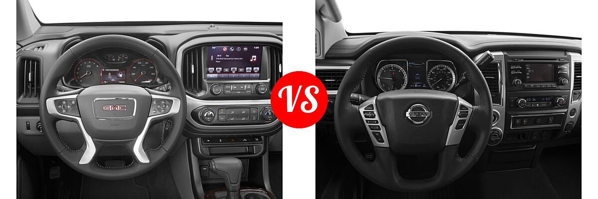 2017 GMC Canyon Pickup 2WD SLE vs. 2017 Nissan Titan XD Pickup S / SV - Dashboard Comparison