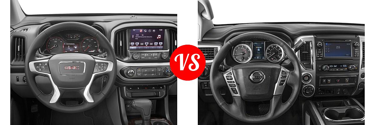 2017 GMC Canyon Pickup 2WD SLE vs. 2017 Nissan Titan XD Pickup S / SV - Dashboard Comparison