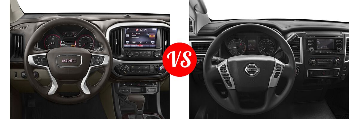 2017 GMC Canyon Pickup 2WD SLT vs. 2017 Nissan Titan Pickup S / SV - Dashboard Comparison