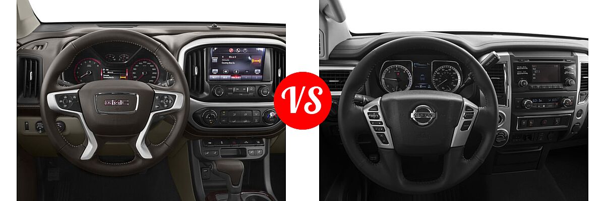 2017 GMC Canyon Pickup 2WD SLT vs. 2017 Nissan Titan XD Pickup S / SV - Dashboard Comparison