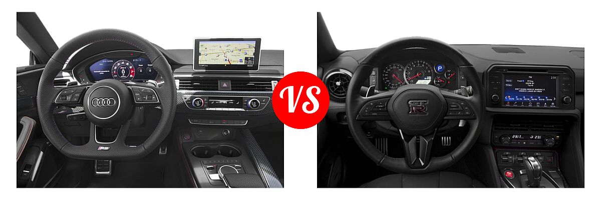 2019 Audi RS 5 Coupe 2.9 TFSI quattro vs. 2019 Nissan GT-R Coupe Premium / Pure / Track Edition - Dashboard Comparison