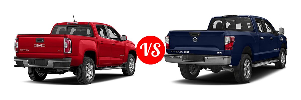 2017 GMC Canyon Pickup 2WD SLE vs. 2017 Nissan Titan XD Pickup SV - Rear Right Comparison