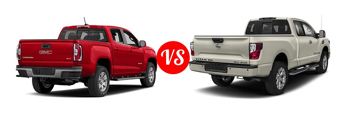 2017 GMC Canyon Pickup 2WD SLE vs. 2017 Nissan Titan XD Pickup S / SV - Rear Right Comparison