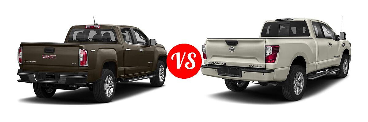2017 GMC Canyon Pickup 2WD SLT vs. 2017 Nissan Titan XD Pickup S / SV - Rear Right Comparison
