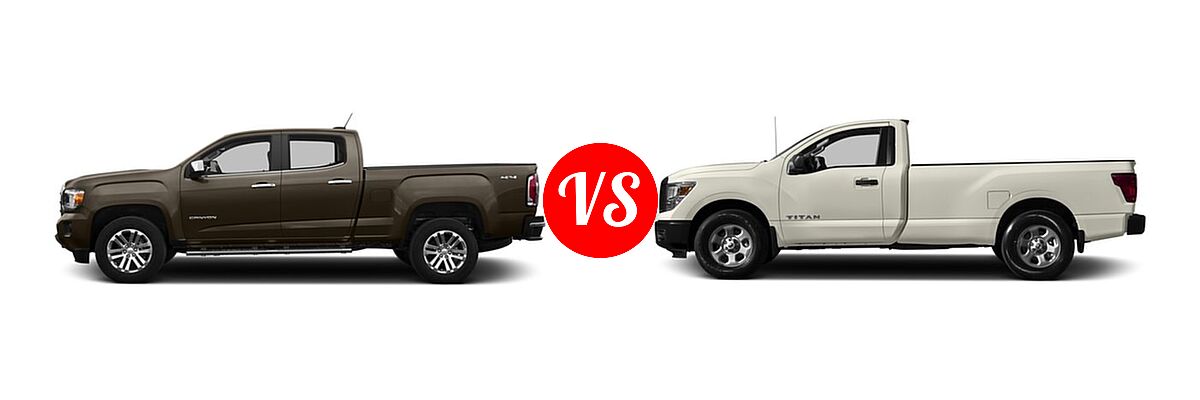 2017 GMC Canyon Pickup 2WD SLT vs. 2017 Nissan Titan Pickup S / SV - Side Comparison