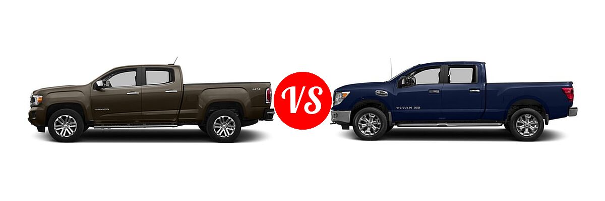 2017 GMC Canyon Pickup 2WD SLT vs. 2017 Nissan Titan XD Pickup SV - Side Comparison