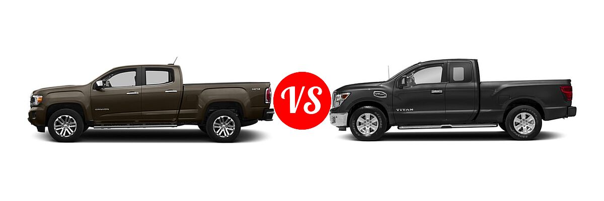 2017 GMC Canyon Pickup 2WD SLT vs. 2017 Nissan Titan Pickup SV - Side Comparison