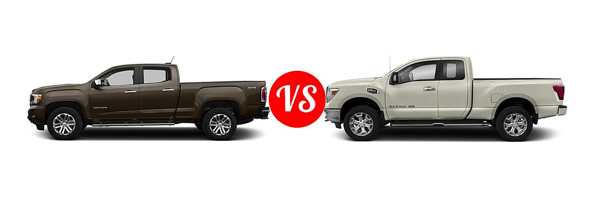 2017 GMC Canyon Pickup 2WD SLT vs. 2017 Nissan Titan XD Pickup S / SV - Side Comparison