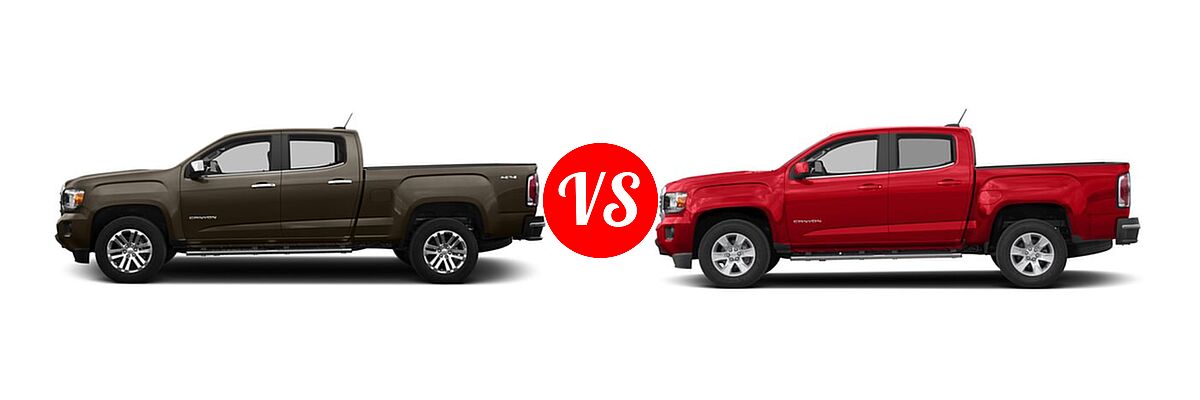 2017 GMC Canyon Pickup 2WD SLT vs. 2017 GMC Canyon Pickup 2WD SLE - Side Comparison