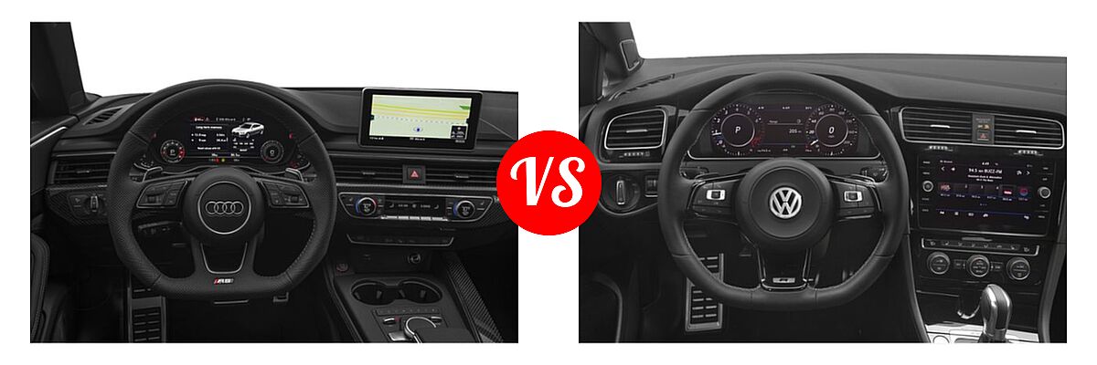 2019 Audi RS 5 Hatchback 2.9 TFSI quattro tiptronic vs. 2019 Volkswagen Golf R Hatchback 2.0T DSG w/DCC/Nav / 2.0T Manual w/DCC/Nav - Dashboard Comparison