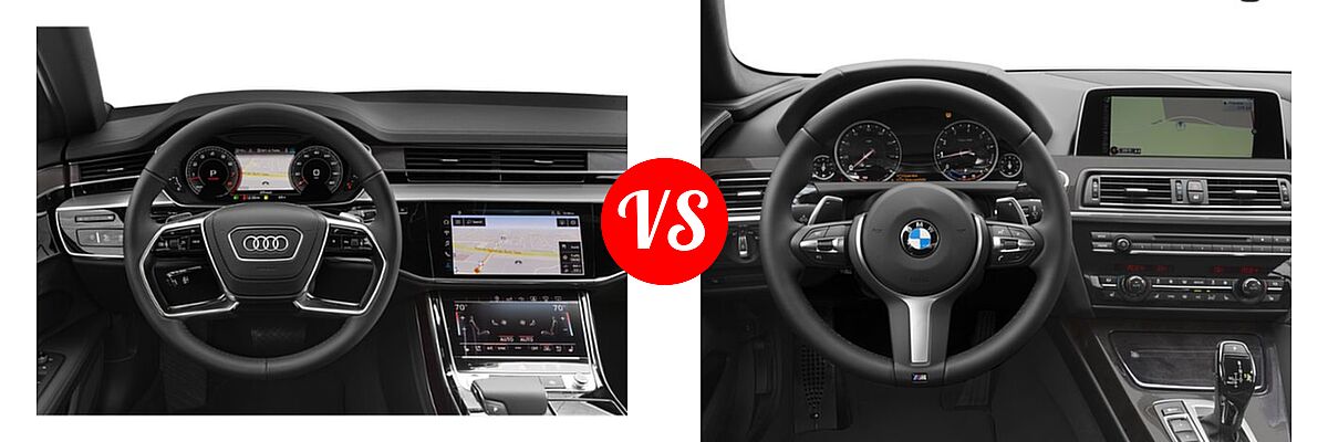 2019 Audi A8 Sedan 55 TFSI quattro vs. 2018 BMW 6 Series Gran Coupe Sedan 640i / 640i xDrive - Dashboard Comparison