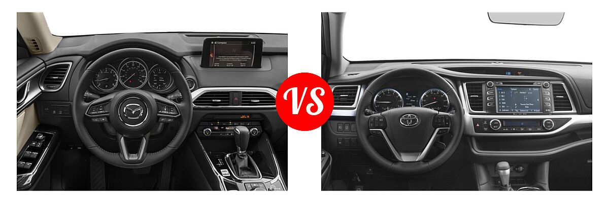 2019 Mazda CX-9 SUV Touring vs. 2019 Toyota Highlander SUV XLE - Dashboard Comparison